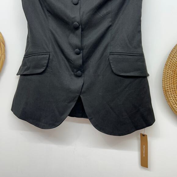 NEW $168 Reformation Black Button Strapless Blazer Tank Tonya Top w/ Pockets 10 - Picture 5 of 7